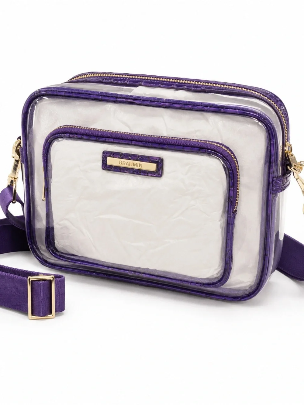 Brahmin Shea Royal Purple Seagate Clear Stadium Crossbody Bag New